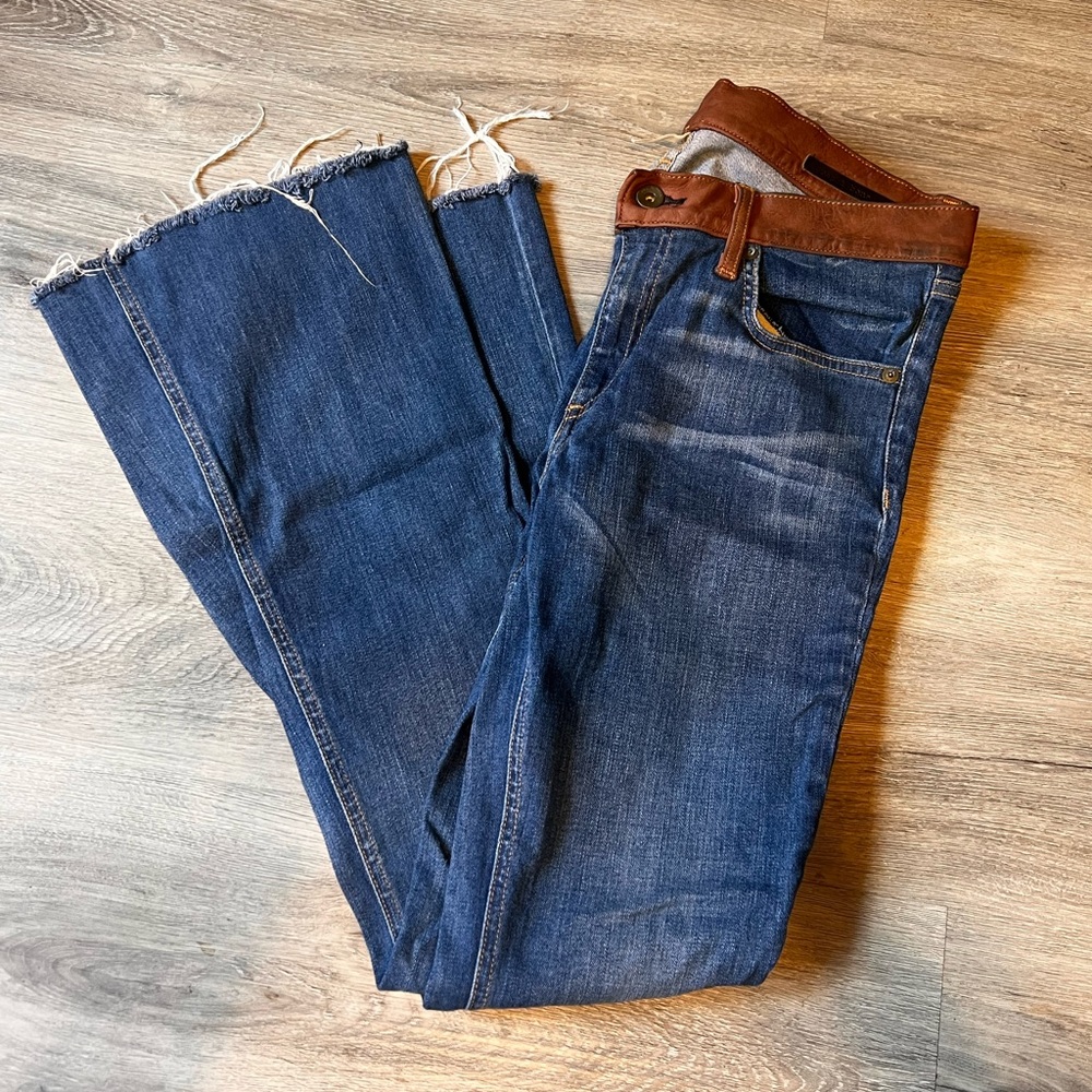 Elephant Bell RAG&BONE Leather Detail Blue Jeans Size 8
